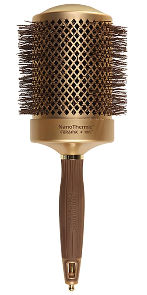 Olivia Garden NanoThermic Ceramic + Ion Round Thermal Hair Brush - Not Electrical - Professional Blowout Brush for Normal to Thick Hair, NT-82 3 1/4"