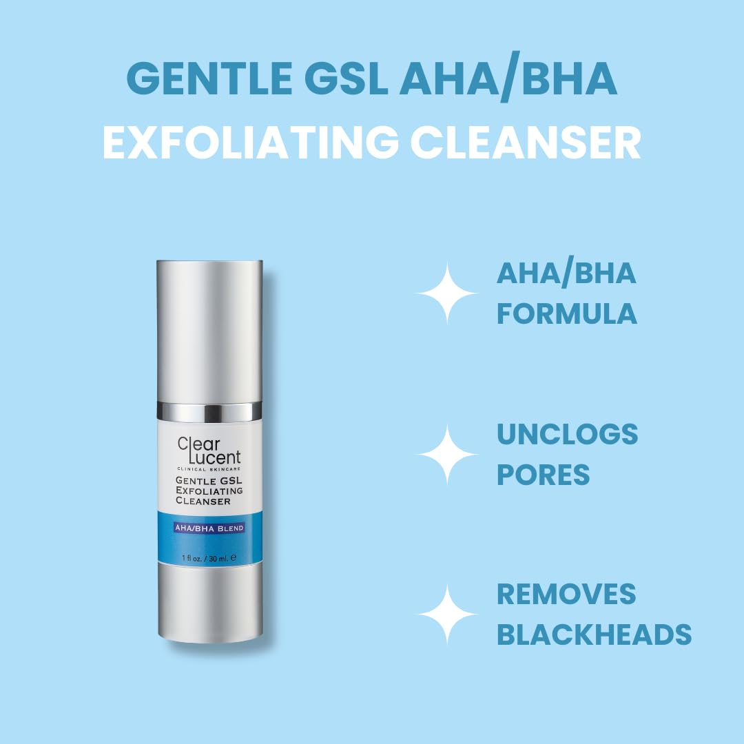Vibrant Clarity Travel Skincare Set  | TSA‑Friendly GSL AHA/BHA Exfoliating Cleanser & 20 % Vitamin C + E + Ferulic Serum with Facial Brush & Travel Pouch | On‑the‑Go Glass Skin - 2‑Piece Set