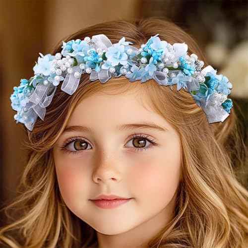Campsis Blue Flower Headband, Floral Headpiece for Girls