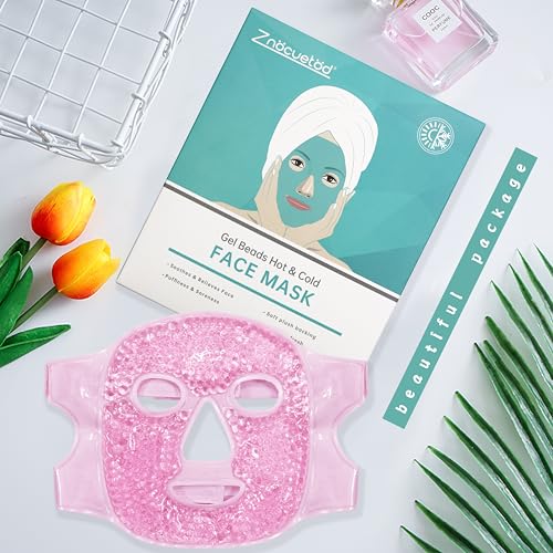 ZN?CUET?D Face Eye Mask Ice Pack for Reducing Puffiness, Bags Under Eyes, Puffy Dark Circles, Migraine,Hot/Cold Pack with Soft Plush Backing (Pink #19)