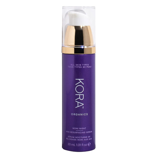 KORA Organics Noni Night AHA Resurfacing Serum, Smooth & Refine, Certified Organic, Cruelty Free, 1.01 fl oz