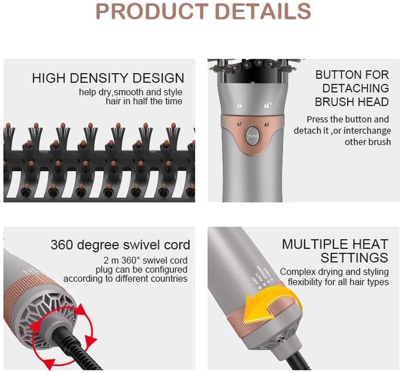 Aiko Pro 4-in-1 Blow Dryer Brush & Volumizer - Negative Ion Technology for Curling, Straightening & Styling