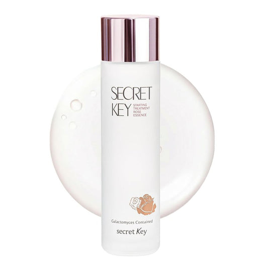 SECRETKEY Starting Rose Essence Toner, Galactomyces Ferment with Rose Water for Radiance Glass Skin, Hydrating Essence, Helps Improve Uneven Skin Tone, Korean Skin Care Essence (5.07 Fl Oz / 150ml)
