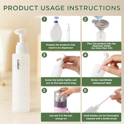 4-in-1 Travel Bottles for Toiletries, TSA Approved Travel Size Toiletries, Leak Proof Refillable Travel Size Shampoo and Conditioner Sets with Wall-Mountable Suction Cup, Pink