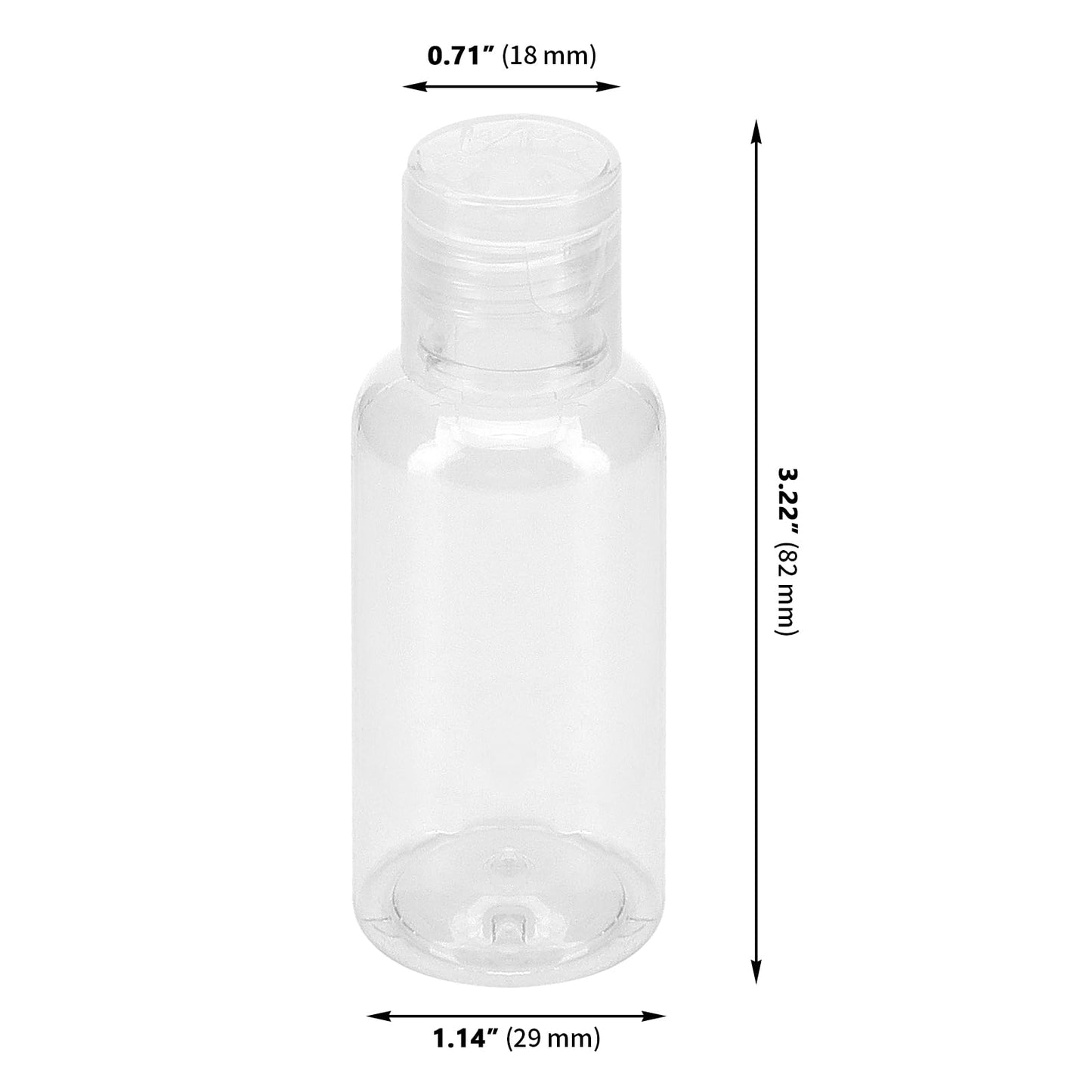 GINLANK 120 PCS 1oz/30ml Clear Empty Travel Bottles, Round Empty Bottles with Flip Cap, Plastic Sample Bottle Container for Shampoo Lotions Shower Gel Makeup