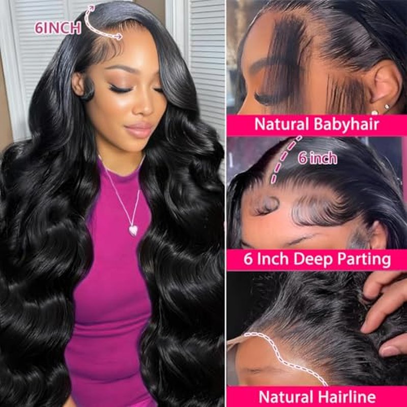 Sunelk 200 Density 13x6 Lace Front Wigs Human Hair 22 Inch Body Wave HD Lace Front Wigs Human Hair Pre Plucked Glueless Wigs Human Hair Pre Plucked Lace Frontal Wigs for Women