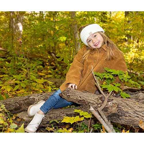 Funky Junque Exclusives Kids Ear Warmer Headband ? Fleece Lined Winter Ear Wrap for Toddler Girls & Boys, Cozy Knit Head Warmer & Earmuff Headband for Cold Weather - Ivory