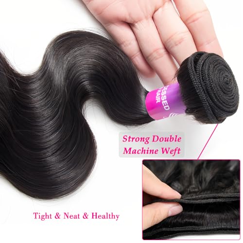 12A Human Hair Bundles 400g Body Wave Bundles Human Hair Extensions 16 18 20 20 Inch Brazilian Virgin Body Wave 4 Pieces Deals Unprocessed Brazilian Quick Weave Extensions Natural Black
