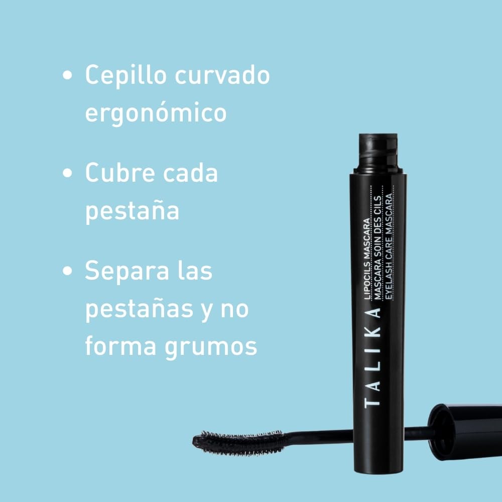 Talika Lipocils Water Resistant Mascara - Black- Non-Smudge Formula, Natural Lash Enhancement, Quick Definition, Improved Lashes in 14 Days, Volumizing, Strengthening, Curling, Darkens Over Time