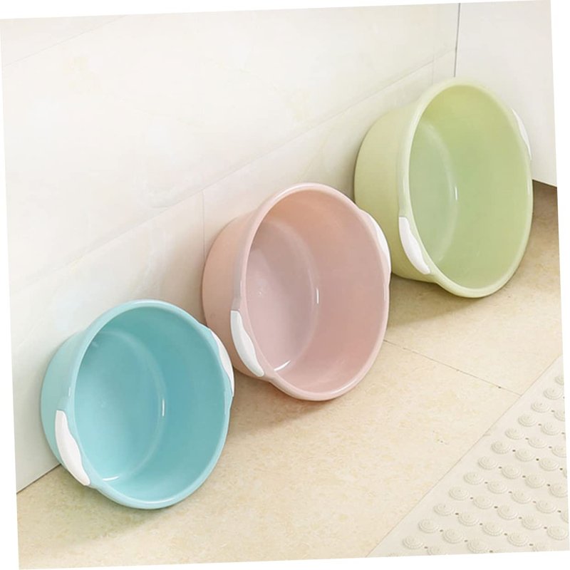 COLLBATH 2Pcs Medium Sky-blue Plastic Wash Basin Household Foot Bath Basin for Kitchen and Bathroom Multifunctional Anti-slip Design and Odorless Material