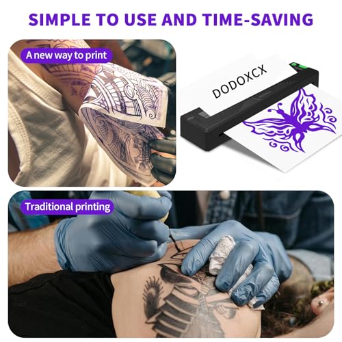 Tattoo Stencil Printer Machine for Tattoo Beginners&Artists,with 3pcs Tattoo Transfer Paper,Portable Wireless Bluetooth Thermal Inkless Tattoo Printer Compatible with Phone/Pc