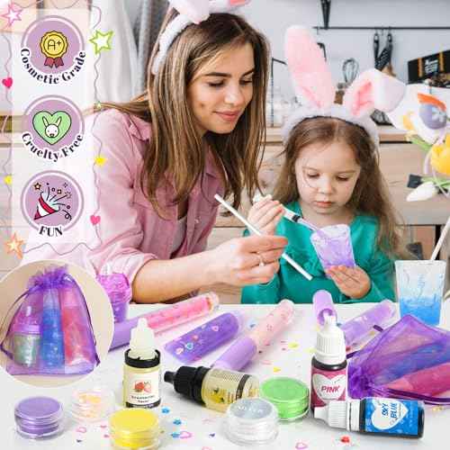 Jcoos Lip Gloss Making Kit, 66PCS DIY Lip Glosses Set to Make Your Own Lip Stick, Fun Craft Makeup Lipglosses, All-Inclusive Moisturizing Handmade Lip Glaze Supplies Set for Beginner Women Girls