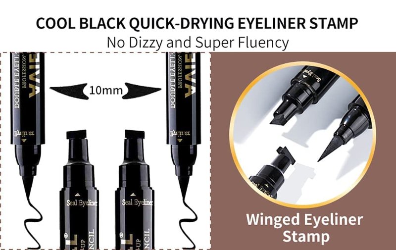 AVIERLL Winged Eyeliner Stamp-2 Pens, Smudge Proof Waterproof Long Lasting quick flick wingliner, Vamp Style Wing Eye Liner Pen Black (Left and Right)