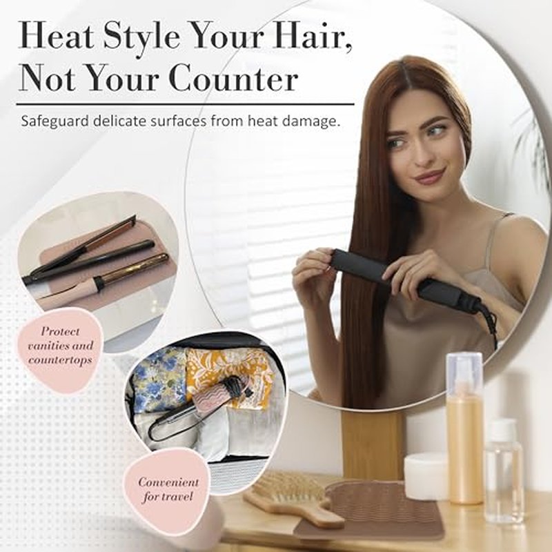 Heat Resistant Mat - Curling Iron Holder - Straightener pad - Flat Iron Holder - Silicone Mat for Hair Tools - Hot Tool Mat - Salon Tools - Hot Iron Holster - Vanity Mat - Vanity Accessories for Women
