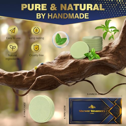 Shower Steamers Aromatherapy, Birthday Gifts for Men, SPA Self Care Relaxation Stress Relief Natural Essential Oils Bath Bombs, Christmas Stocking Stuffers for Dad Husband Boyfriend (8 Pack)