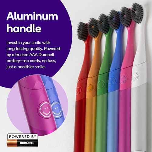 Burst Nova Toothbrush (2 Pack/Pink & Blue) | Sonic Powered Teeth Whitening | Super-Soft Bristles | 18000 VPM | 2 Minute Timer | Aluminum Handle | Replaceable Brush Head | Compact Size | AAA Battery