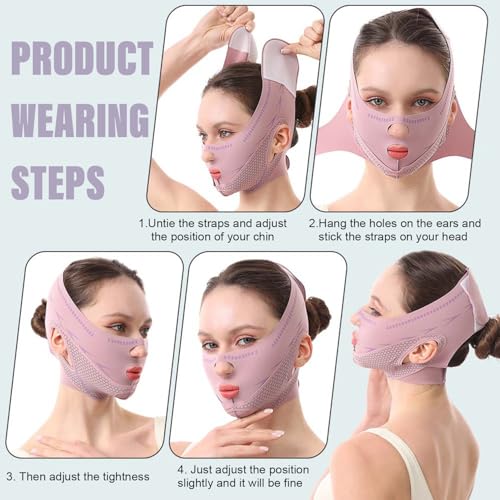 Chin Strap For Sleeping Face Lift, Double Chin Reducer, Reusable 3D V Line Lifting Mask, Graphene Breathable Lce Silk Face Lift Mask for Double Chin Reduction, Facial Contouring & Sagging Cheeks