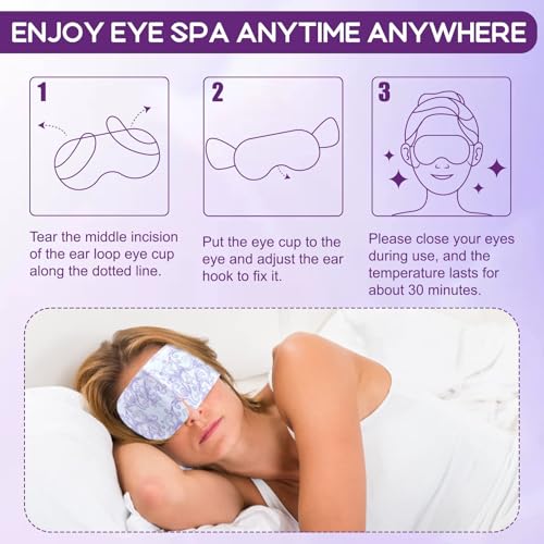 XPCARE 24 Pack Steam Eye Masks for Dry Eyes, Self Heated Steam Warm Eye Mask, Disposable Heated Eye Mask for Dark Circles, Puffy Eyes, Relief Stress Eye Fatigue£¨Lavender£©