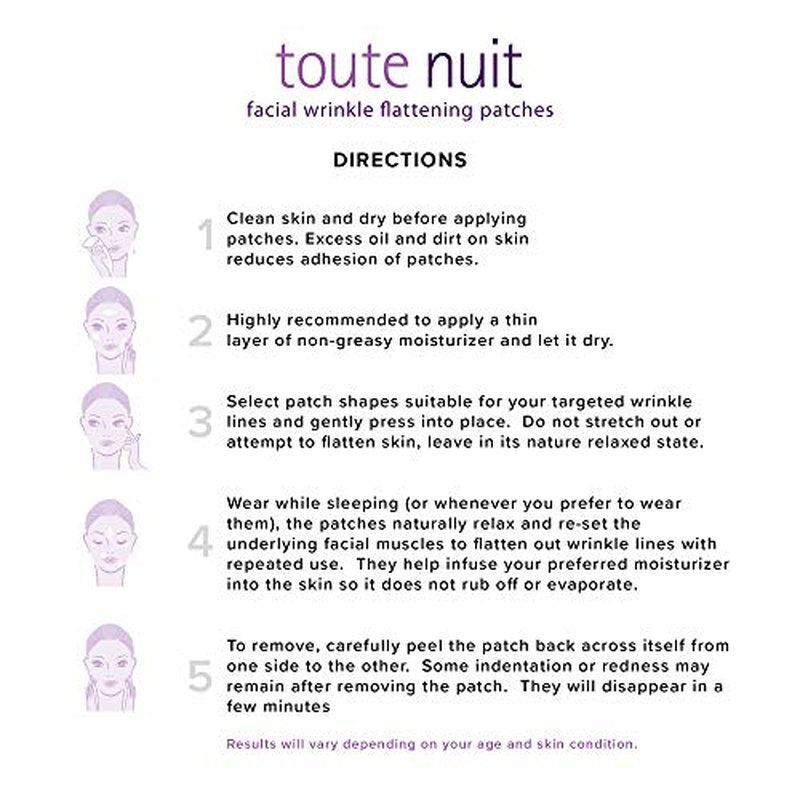 Toute Nuit Wrinkle Patches ? Trial Pack ? Face Tape for Forehead, Eyes & Mouth ? Hypoallergenic Anti Wrinkle Patches ? 54 Count, Made in USA