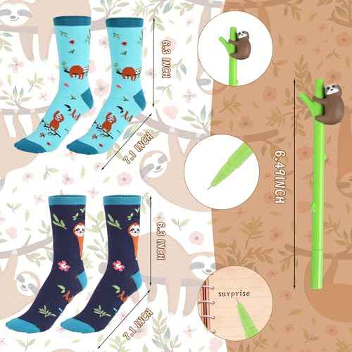 Sloth Gift, Includes Sloth Makeup Bag, Cute Sloth Socks, Sloths Writing Gel Ink Pen & Mini Round Mirror, Just a Girls Who Loves Sloths, Sloth Lover Gifts, Birthday Gifts, Sloths Gifts for Women Girls