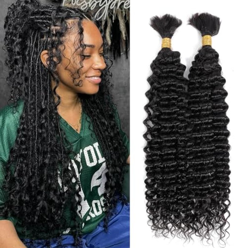 Urbeauty Human Braiding Hair Wet and Wavy, Human Braiding Hair for Boho Braids, Bulk Human Hair for No Weft Water Wave 100% Unprocessed Virgin Hair Micro/Knotless/Bohemian/Twist/Locs #1B