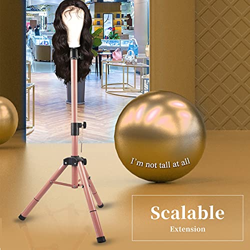 Smilco Wig Tripod Stand with 45 inch Adjustable Mannequin Head, Heavy Duty Wig Holder for Cosmetology Hairdressing Training
