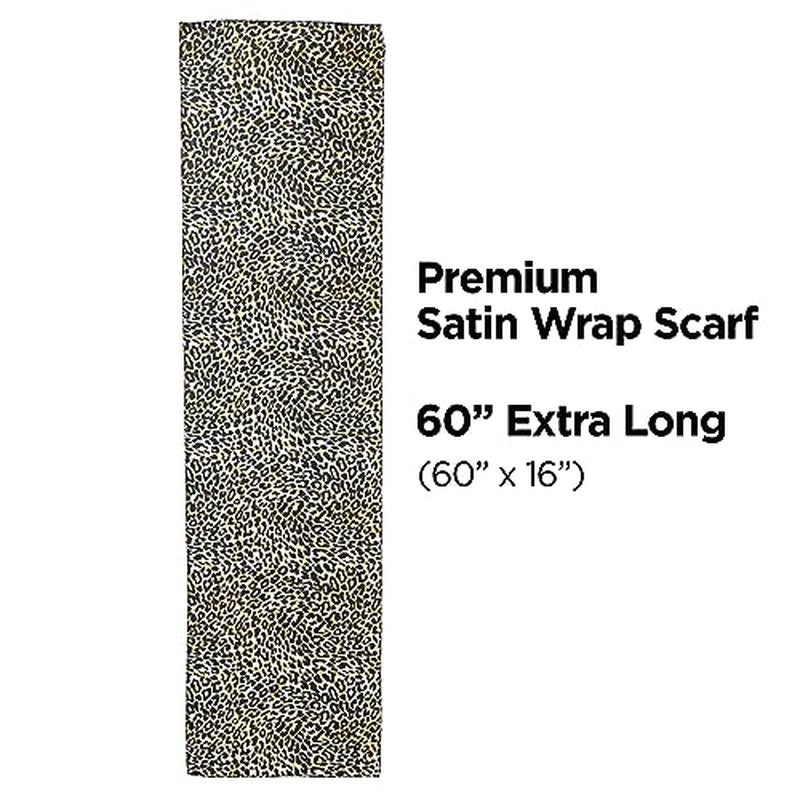 KISS COLORS & CARE Soft Satin Wrap Scarf - Leopard Print, Multi-Purpose, Soft Premium Scarf For Minimizing Frizz, Preventing Breakage & Securing Hair Styles, Wigs & Weaves For All Hair Styles