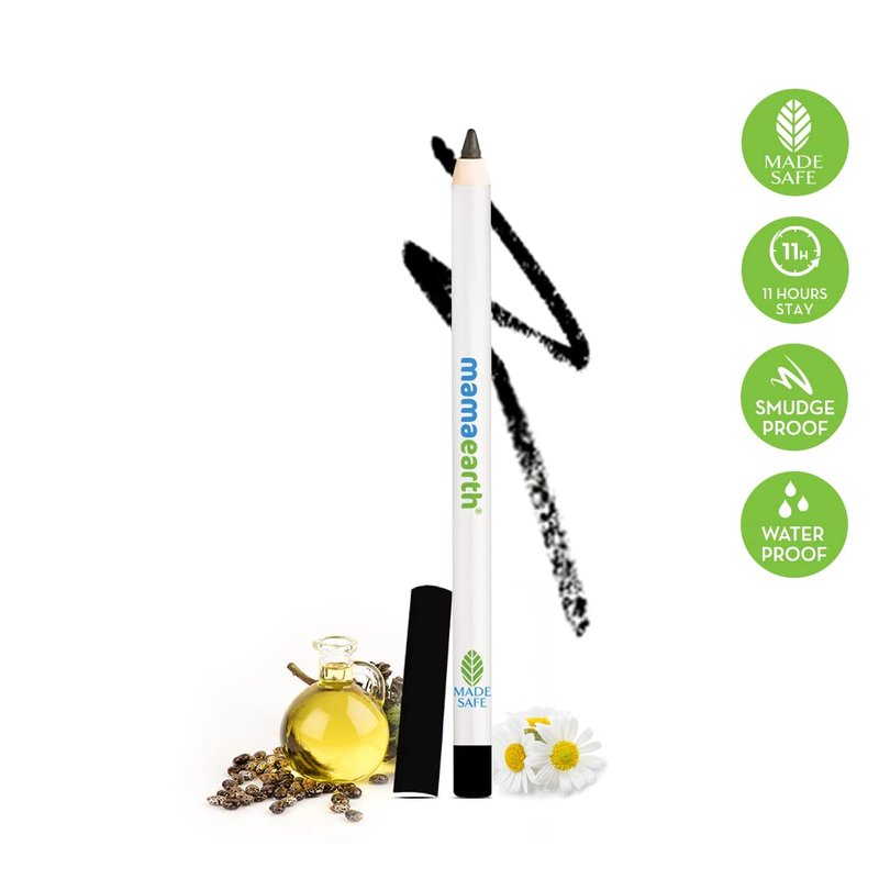 Charcoal Black Eyeliner Pencil - 11-Hour Smudge-Free, Waterproof Formula | Enriched with Castor Oil & Chamomile | 0.42 Oz/12g