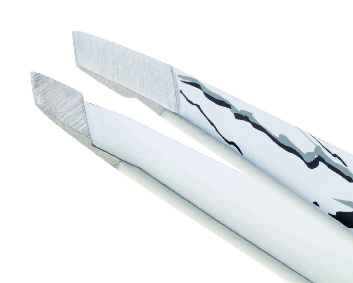 Tweezerman Mini Slant Tweezer - Tweezers For Eyebrows, Travel Tweezers For Eyebrows, Facial Hair, Ingrown Hair (Marble)