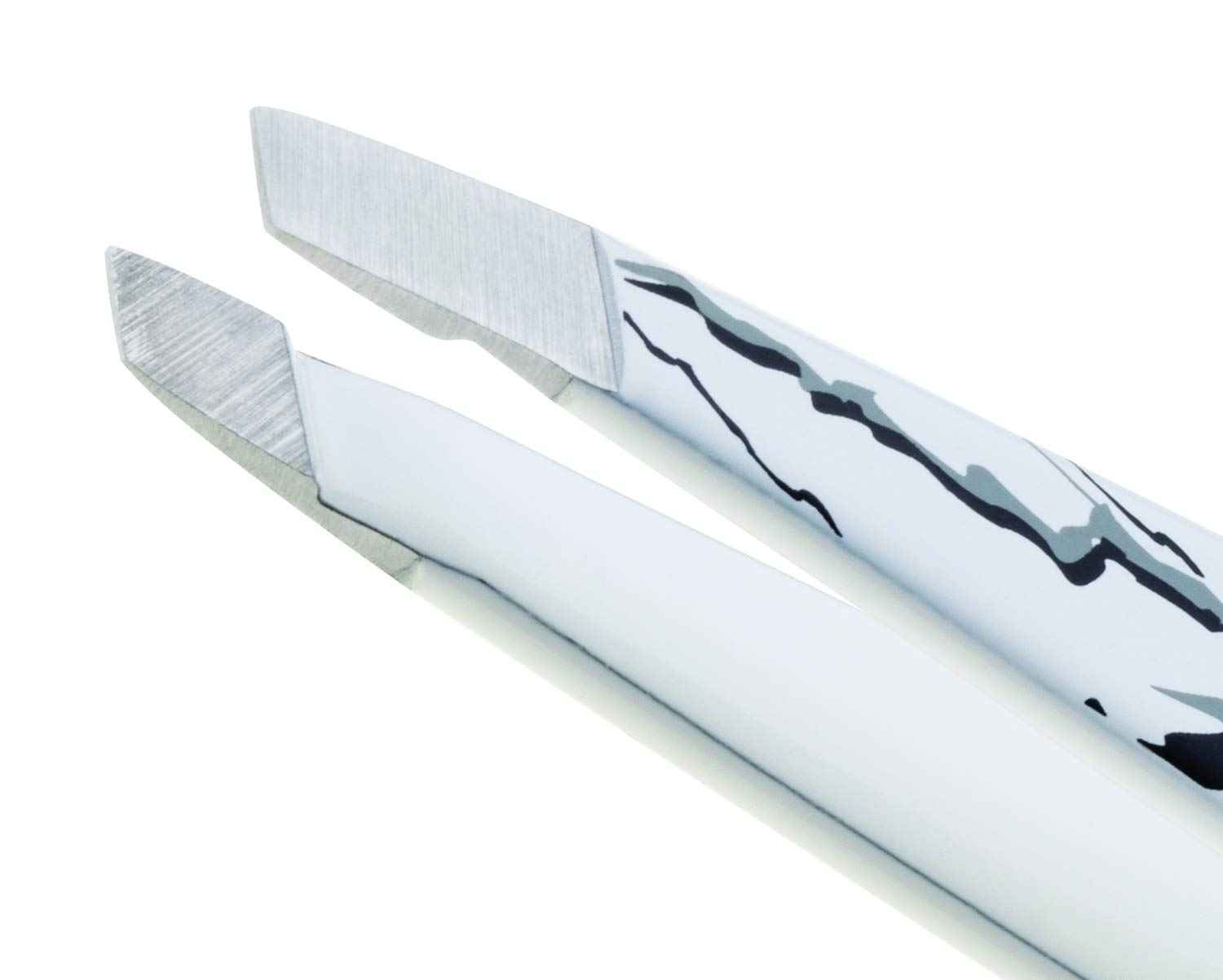 Tweezerman Mini Slant Tweezer - Tweezers For Eyebrows, Travel Tweezers For Eyebrows, Facial Hair, Ingrown Hair (Marble)