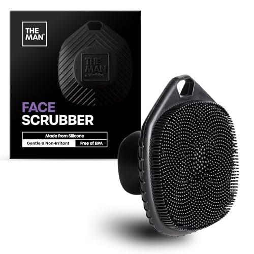 The Man Silicone Face Scrubber for Men, Exfoliating Face Massager, Flex Face Brush for Men, Removes Dead & Dry Skin, Shower Facial Cleansing Brush (Single Face Scrubber)