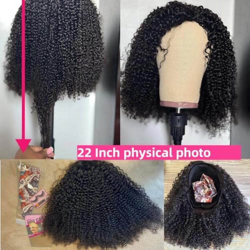 Curly Half Wig Human Hair 200% Density Seamless Flip Over Wig Wear and Go Glueless Drawstring Wig Human Hair for Women 3 In 1 Deep Curly Headband Wig Beginner Friendly 22 Inch