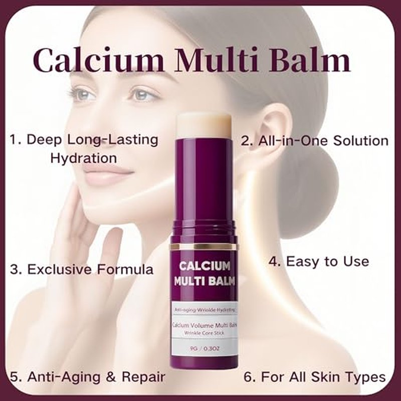 Cemenrete Calcium Multi Balm, All-in-One Calcium Multi Balm Stick for Anti-Aging & Repair, Wrinkle Core Stick, Long-Lasting Hydration, for Face, Eyes, Neck & Lips (1PC)