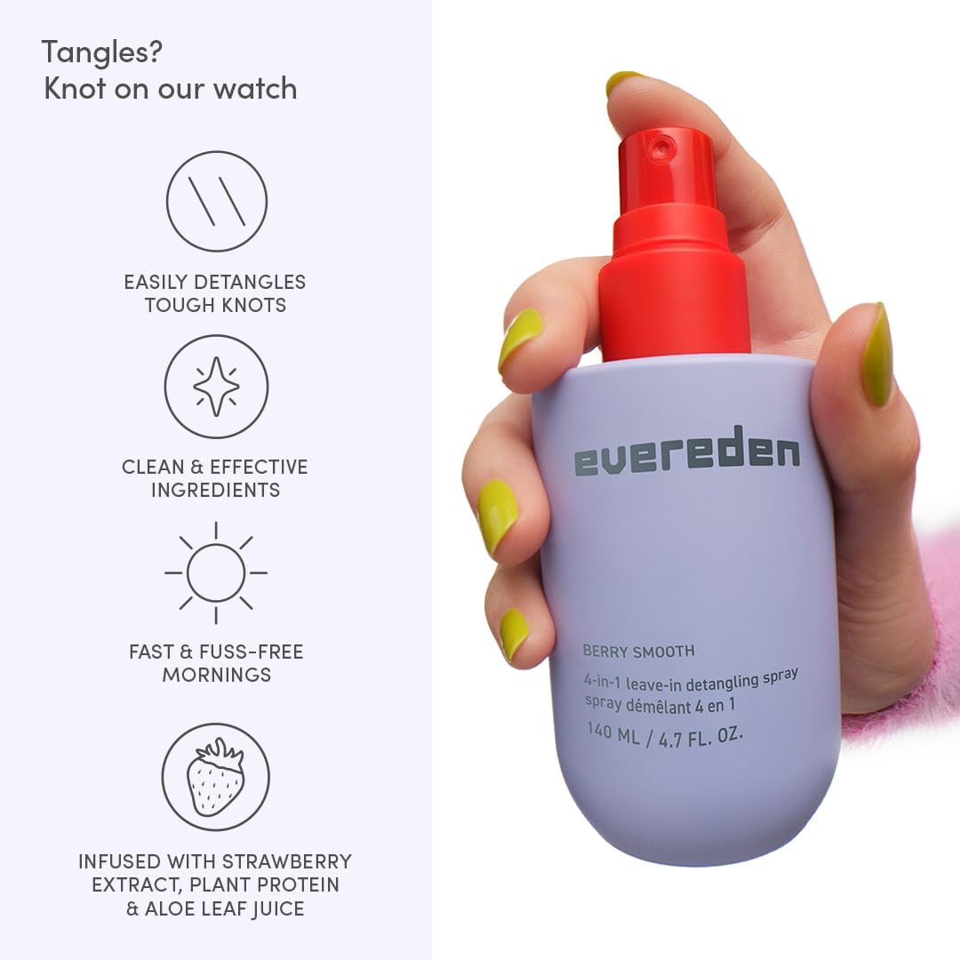 Evereden Kids 4-in-1 Detangler Spray, Silicone-Free, EWG Verified, Vegan
