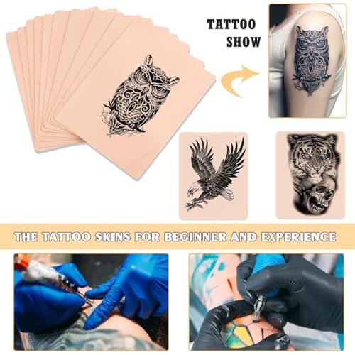 Tattoo Practice Skins with Transfer Paper - 35Pcs Fake Skin and Stencil Paper Kit Includes 25Pcs Tattoo Paper and 10Pcs Double Sided Practice Skins