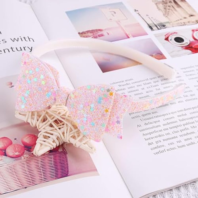 6 Pack Girls Headbands Glitter Kids Headbands Bow/Heart/Star Headbands for girls/Toddler/Teens (A-666)