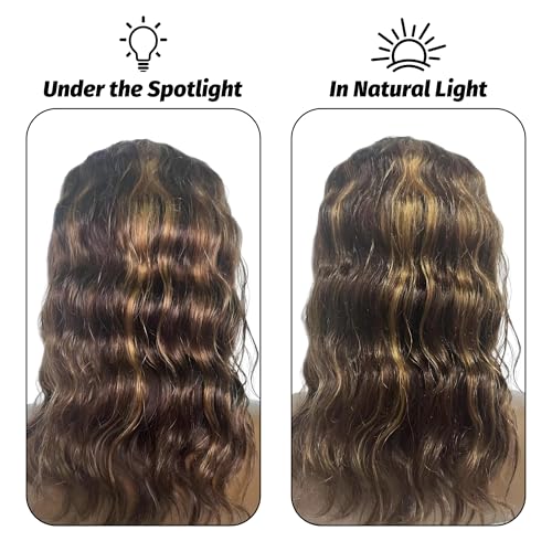 Fylora Ombre Headband Wig Human Hair Body Wave #4/27 Highlight 18 Inch Headband Wigs Human Hair Wigs for Black Women Brazilian Virgin Hair Wear and Go Glueless Wig None Lace Front Wigs 150% Density