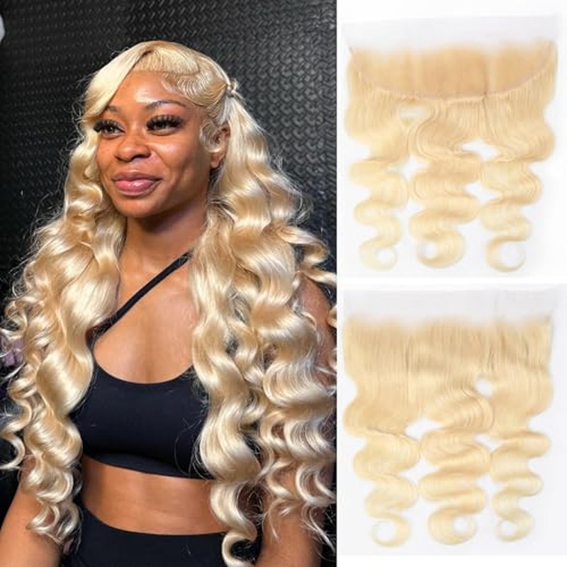 13x4 Body Wave Lace Frontal Closure 613 Blonde 20 Inch Ear to Ear Transparent HD Lace Frontal Brazilian Virgin Human Hair Pre Plucked With Baby Hair