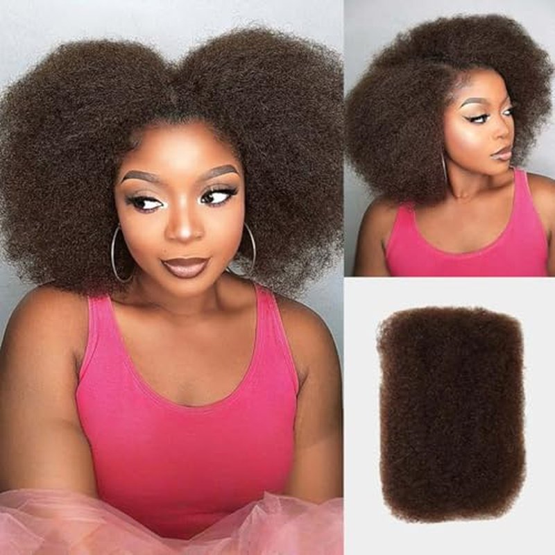QUEEN VIRGIN REMY QVR Afro Kinkys Bulk Human Hair for Dreadlock Extensions Repair Locs 150 Gram, Dark Brown 12inches Mini Spring Twist Braiding Afro Kinky Human Hair for LocKs