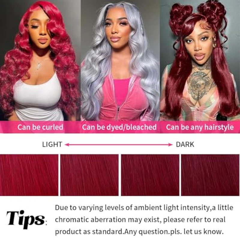 99j Burgundy 13x6 HD Lace Front Wigs Human Hair 24inch Straight Human Hair Wigs HD Lace Frontal Wigs for Black Women 250% Density Glueless Wigs Human Hair Pre Plucked Pre Cut With Baby Hair