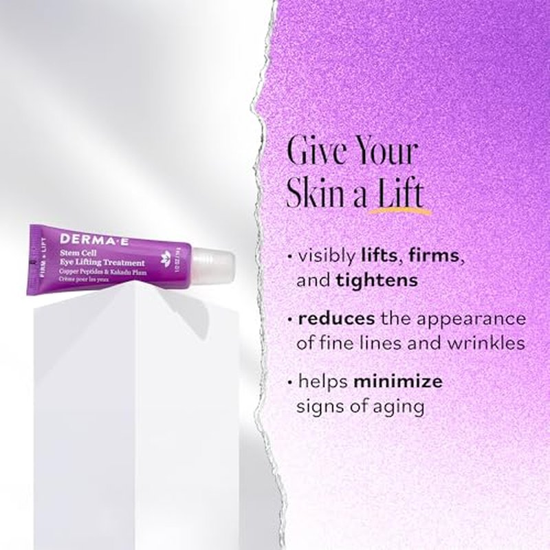 Derma E Stem Cell Lifting Eye Treatment ? Multi Action Firming and Tightening Under Eye and Upper Eyelid Cream - Hydrating and Revitalizing Moisturizer, 0.5oz