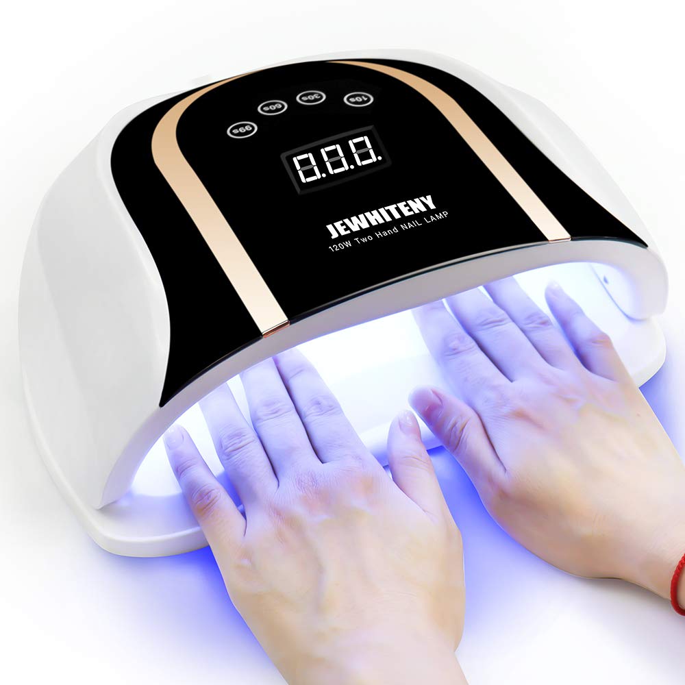 JEWHITENY 120W UV LED Nail Lamp, Faster Nail Dryer for Gel Polish with 4 Timer Setting, Professional Gel Nail UV Light for Two Hand Curing Lamp with 54 Pcs Light Bead Auto Sensor Nail Machine