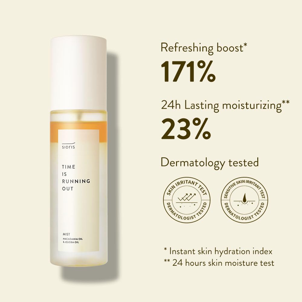 SIORIS Hydrating Face Mist Spray for Dry & Sensitive Skin, Organic & Vegan Facial Spray with Jojoba Oil & Citrus Water (Yuja), Lightweight Face Serum Mist for Dewy Glass Skin Finish, 3.38 fl oz