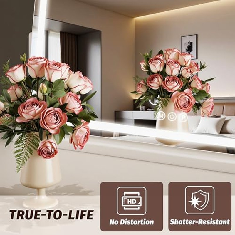 Vanity Mirror with Lights, 32"x22" Hollywood Lighted Makeup Mirror for Tabletop & Bedroom 3 Color Lighting Modes Smart Touch Control 360¡Æ Rotation Detachable