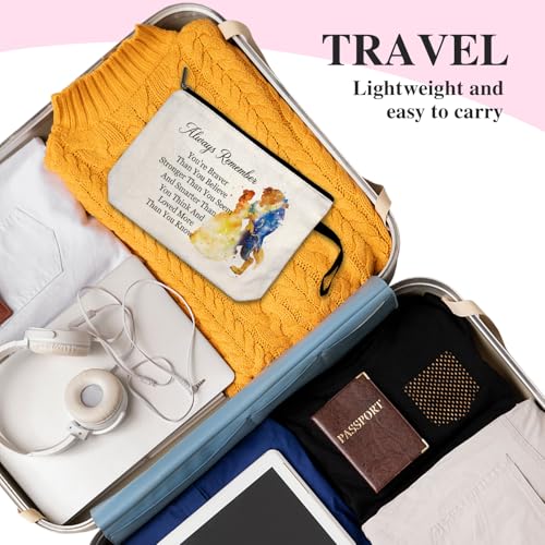 You Are Braver Stronger Funny Canvas Zipper Makeup Bag, Travel Accessories Storage Toiletries Bag, Beauty Beast Inspired Gifts, Gifts for Beauty Beast Movie Fans Daughter Sister Friend