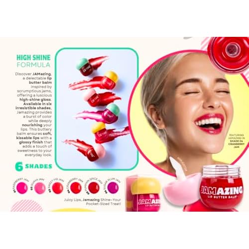 Jamazing Lip Butter Balm Guava Jam by Oz Lab High Shine Tinted Lip Balm Moisturizing Non Sticky Vegan Cruelty Free Hydrating Lip Gloss for Dry Lips Travel Friendly, 0.19 OZ/ 5.5G£¬Pack of 1