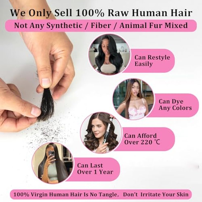 Upgrade Real Skinliked 5X5 HD Closure Human Hair Straight Lace Closure 0.095 mm Ultra Thin Invisible HD Lace Closure Pre Plucked Natural Hairline With Baby Hair 100% Real Human Hair Black 20 Inch