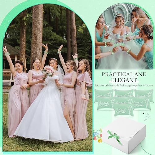 48 Pcs Bridesmaid Proposal Gifts Maid of Honor Proposal Gift Include Box Tumblers Makeup Bag Scrunchie Hair Clip Bracelet Card Mirror for Bridal Shower Bachelorette Party(Green)