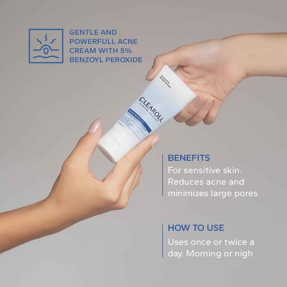 CLEAROLL Gentle and Powerful Acne Cream with 5% Benzyol Peroxide