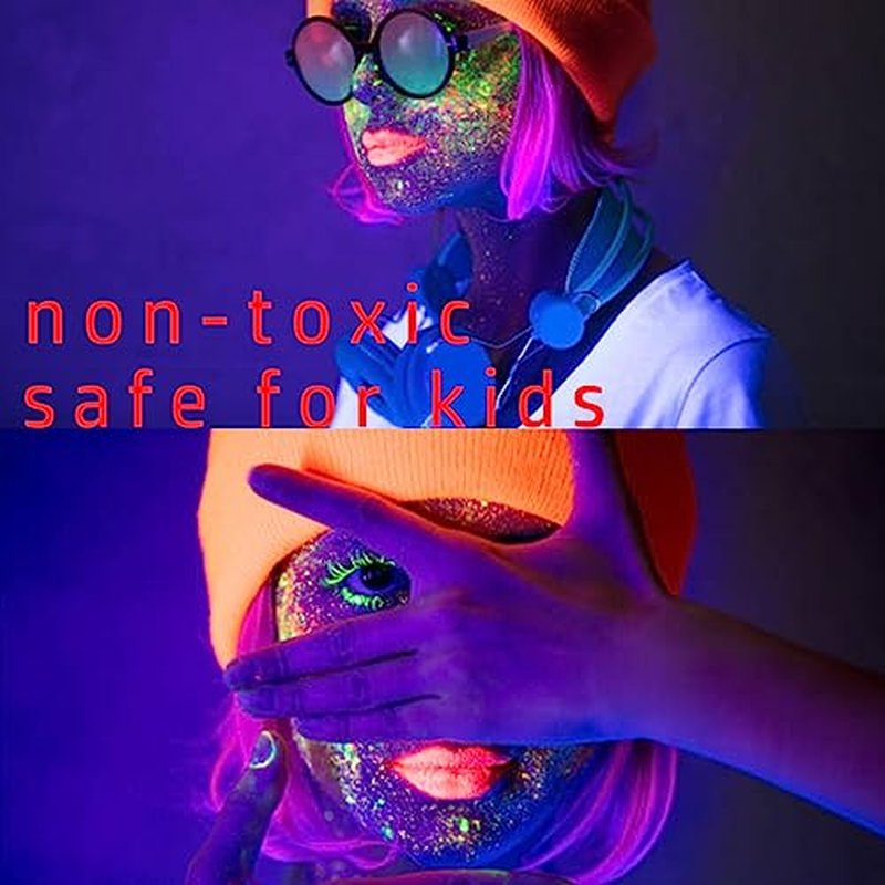 MEICOLY Glow Blacklight Face Paint,Neon UV Body Paint Set of 8 Tubes Blacklight Reactive Paints,Glow in the Dark Body Paint Neon Party Supplies,Neon Fluorescent Face Paint Blacklight Glow Makeup